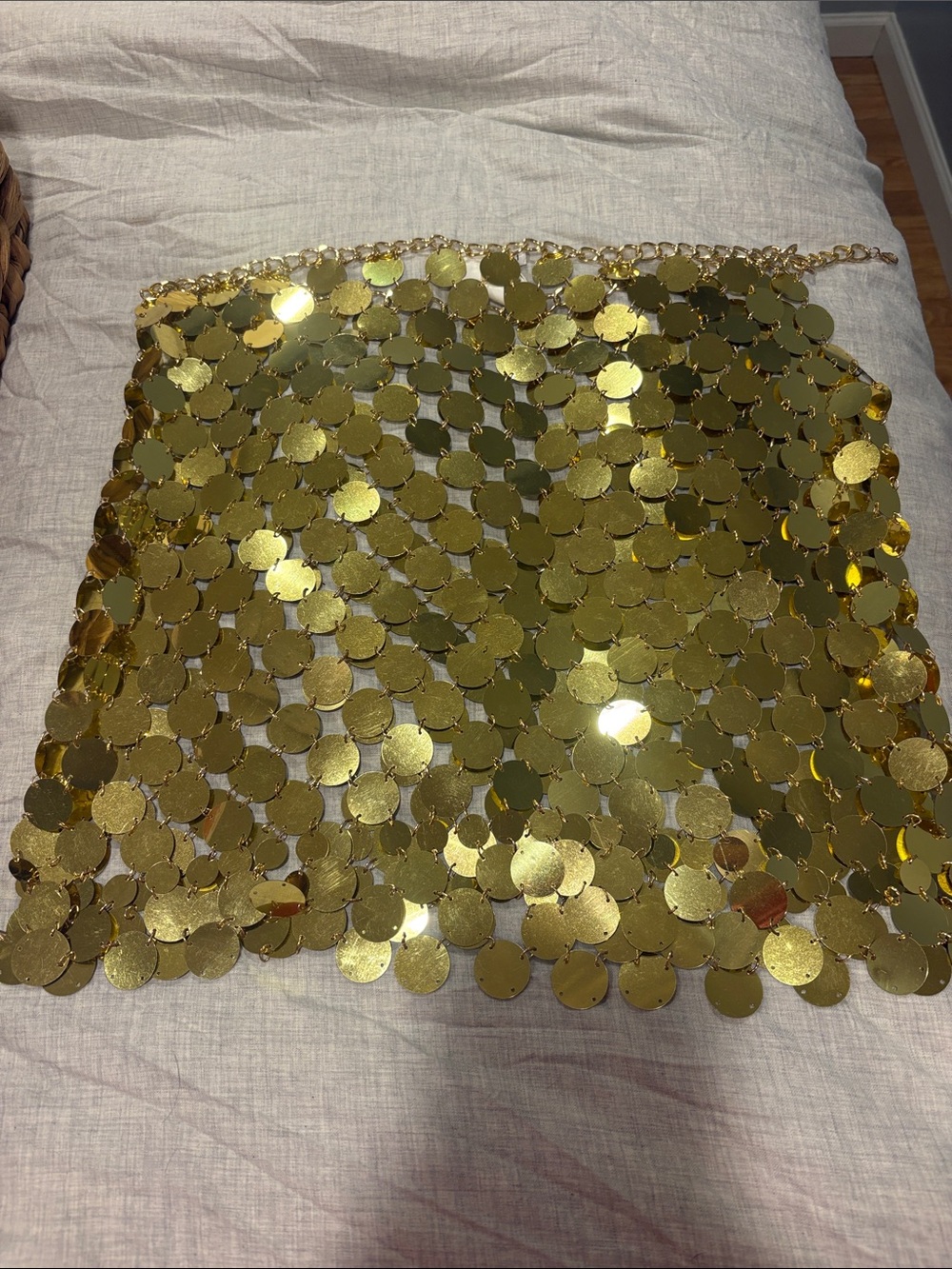 12th Tribe Gold Sequin Disc Mini Skirt - Picture 3 of 4
